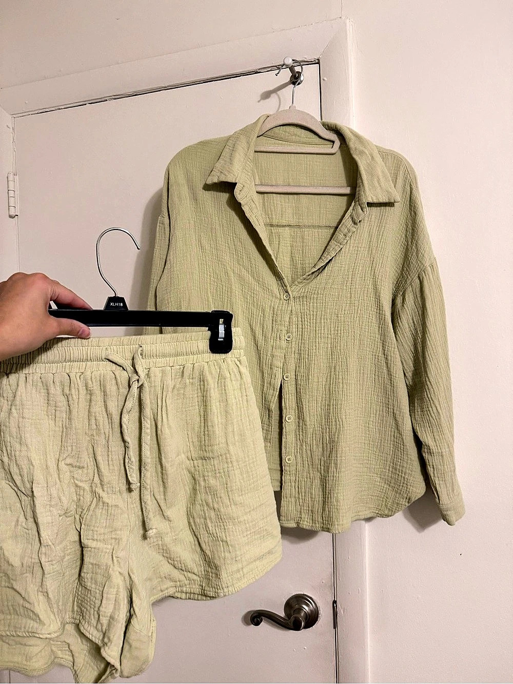 Amazon Sage Green Button-Front Matching Shorts Set